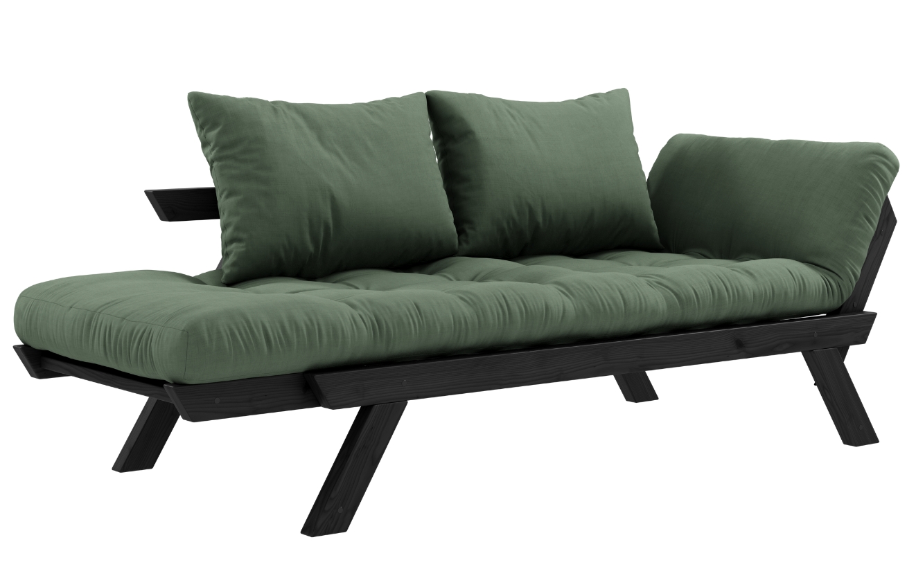 Zelená dvoumístná rozkládací pohovka Karup Design Bebop 174 cm s černou konstrukcí