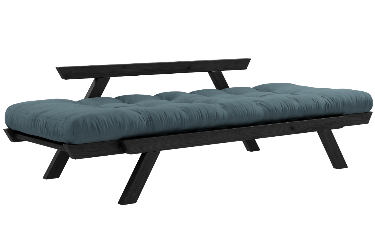 Petrolejově modrá dvoumístná rozkládací pohovka Karup Design Bebop 174 cm s černou konstrukcí