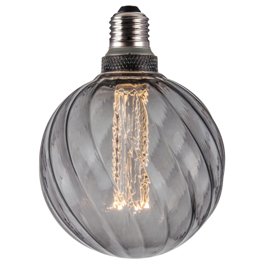 Kouřově černá dekorativní žárovka Halo Design COLORS Twist E27 3,5W 12,5 cm