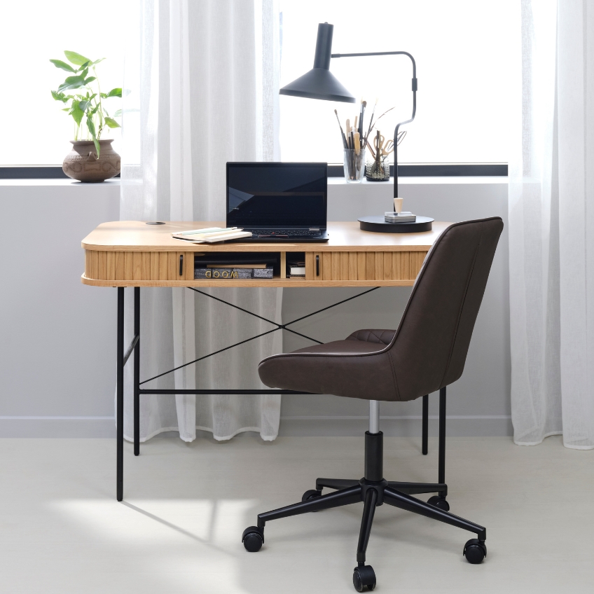 Tmavě hnědý dubový pracovní stůl Unique Furniture Nola 120 x 60 cm