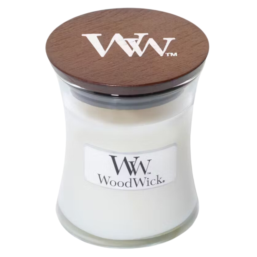 WoodWick Malá vonná svíčka WoodWick, White Tea & Jasmine