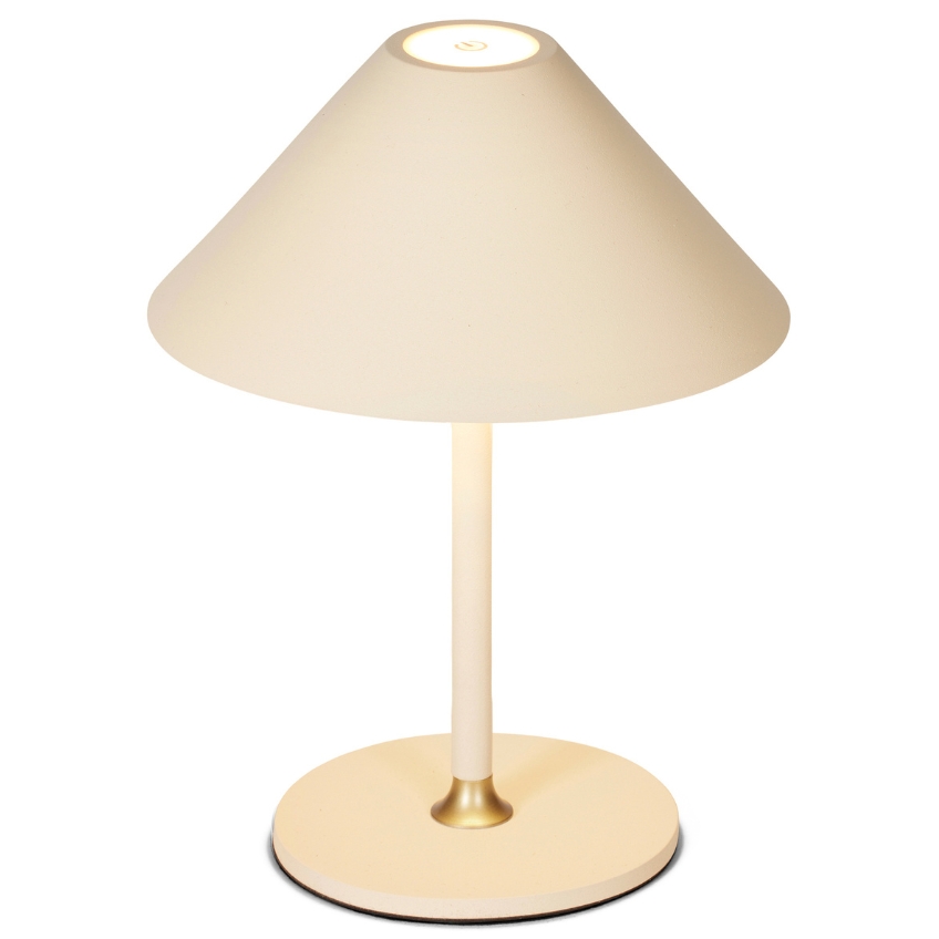 Krémově bílá plastová nabíjecí stolní LED lampa Halo Design Hygge 19,5 cm