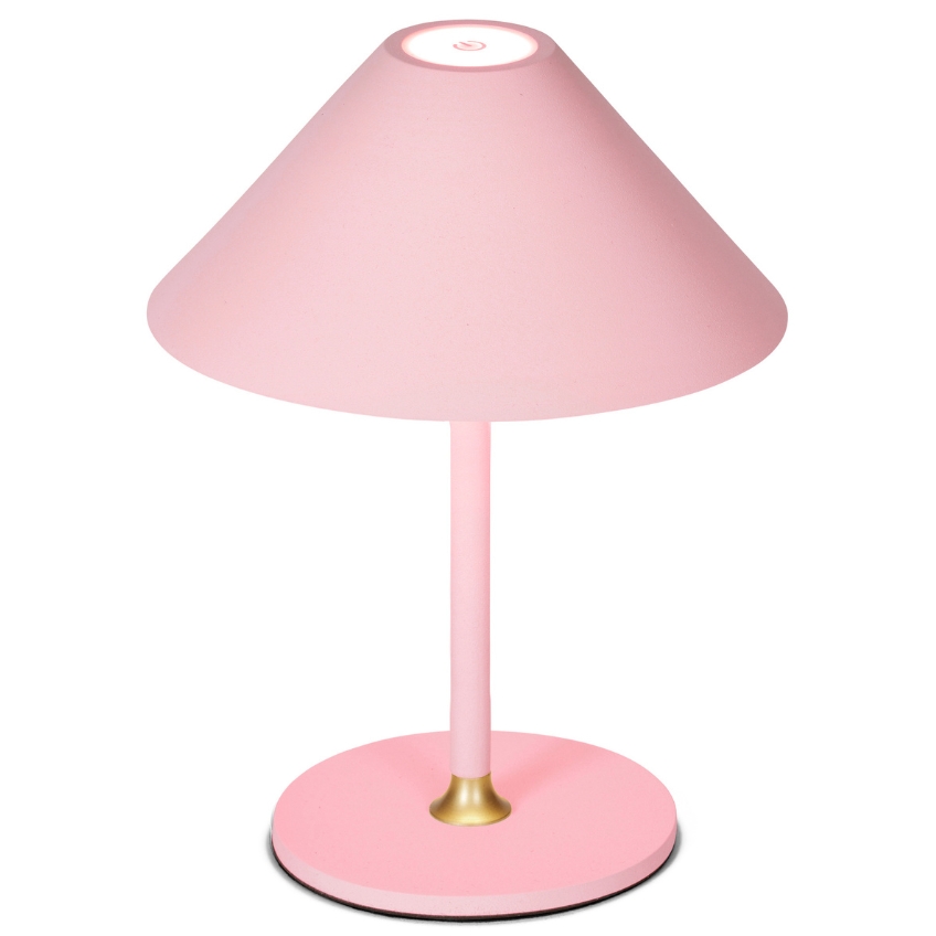 Pastelově růžová plastová nabíjecí stolní LED lampa Halo Design Hygge 19,5 cm