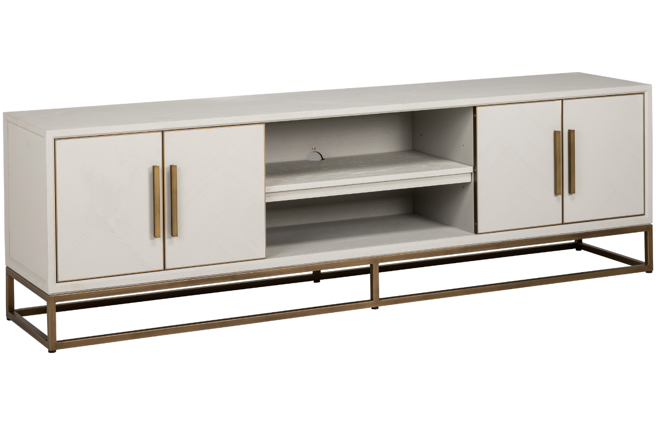 Béžový dubový TV stolek Richmond Whitebone 200 x 42,5 cm