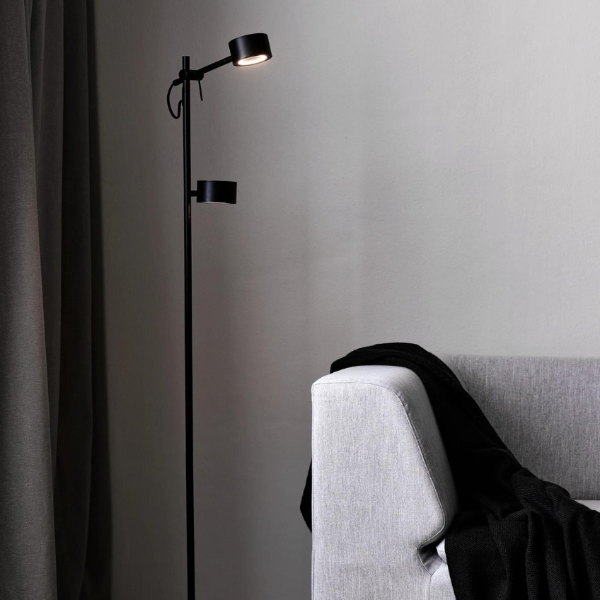 Nordlux Černá kovová stojací lampa Clyde 138 cm