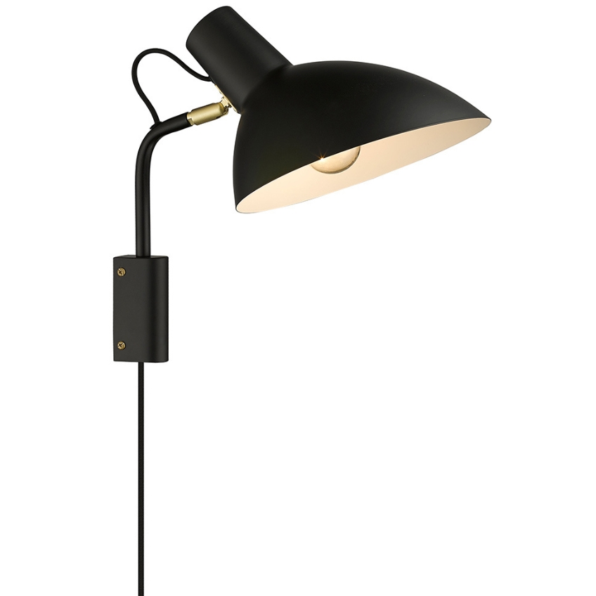 Černé kovové nástěnné světlo Halo Design Metropole 23,4 cm