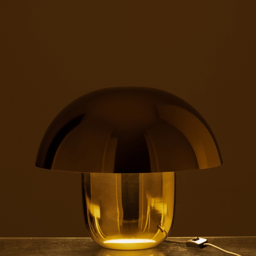 Zlatá kovová stolní lampa J-line Mushroom L