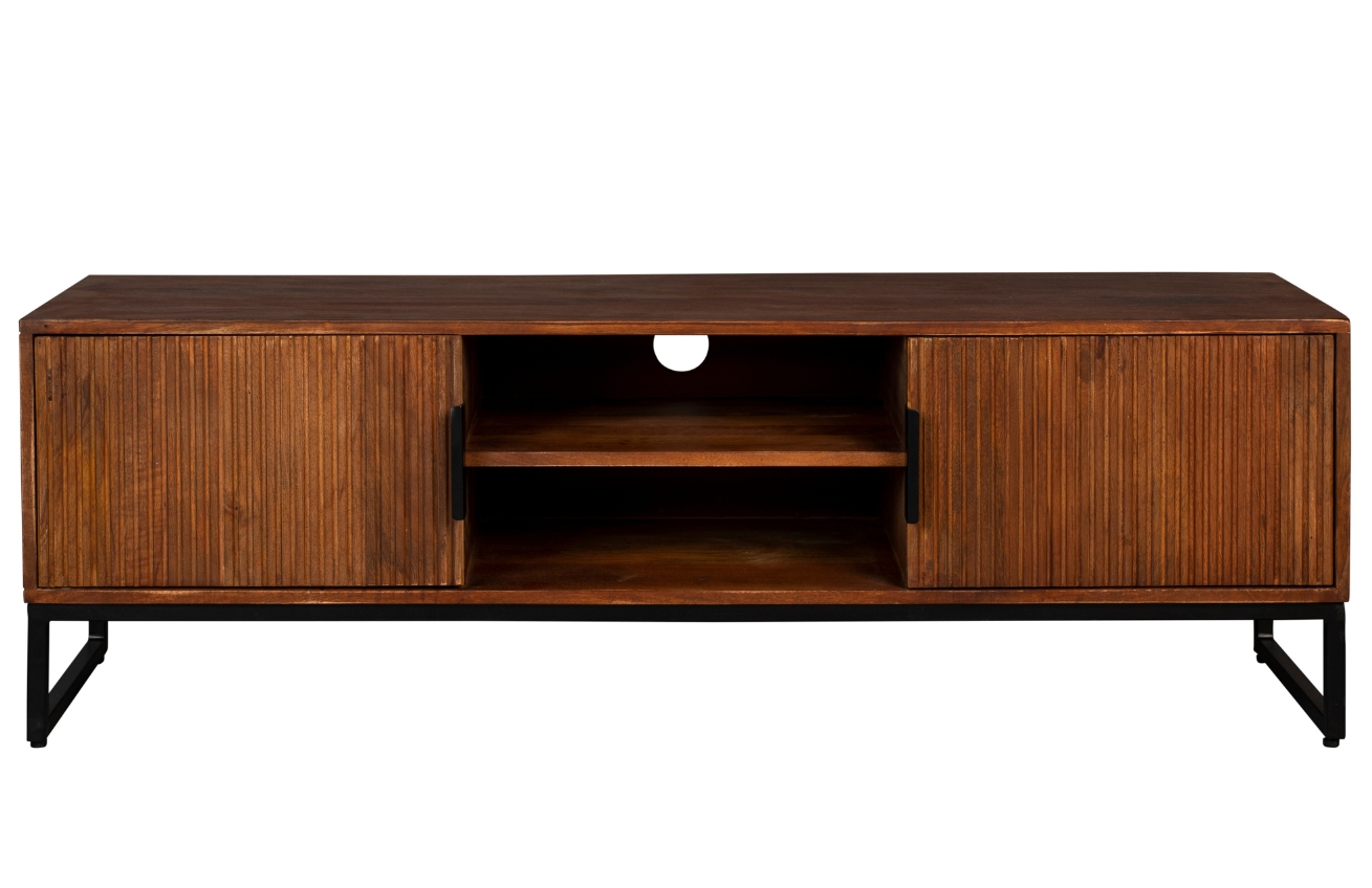 Hnědý dřevěný TV stolek DUTCHBONE SAROO 140 x 40 cm
