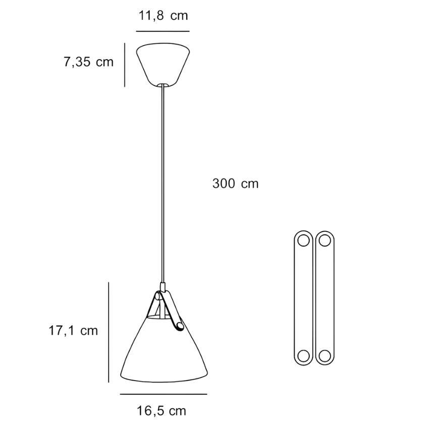 Nordlux Černé kovové závěsné světlo Strap 16 cm