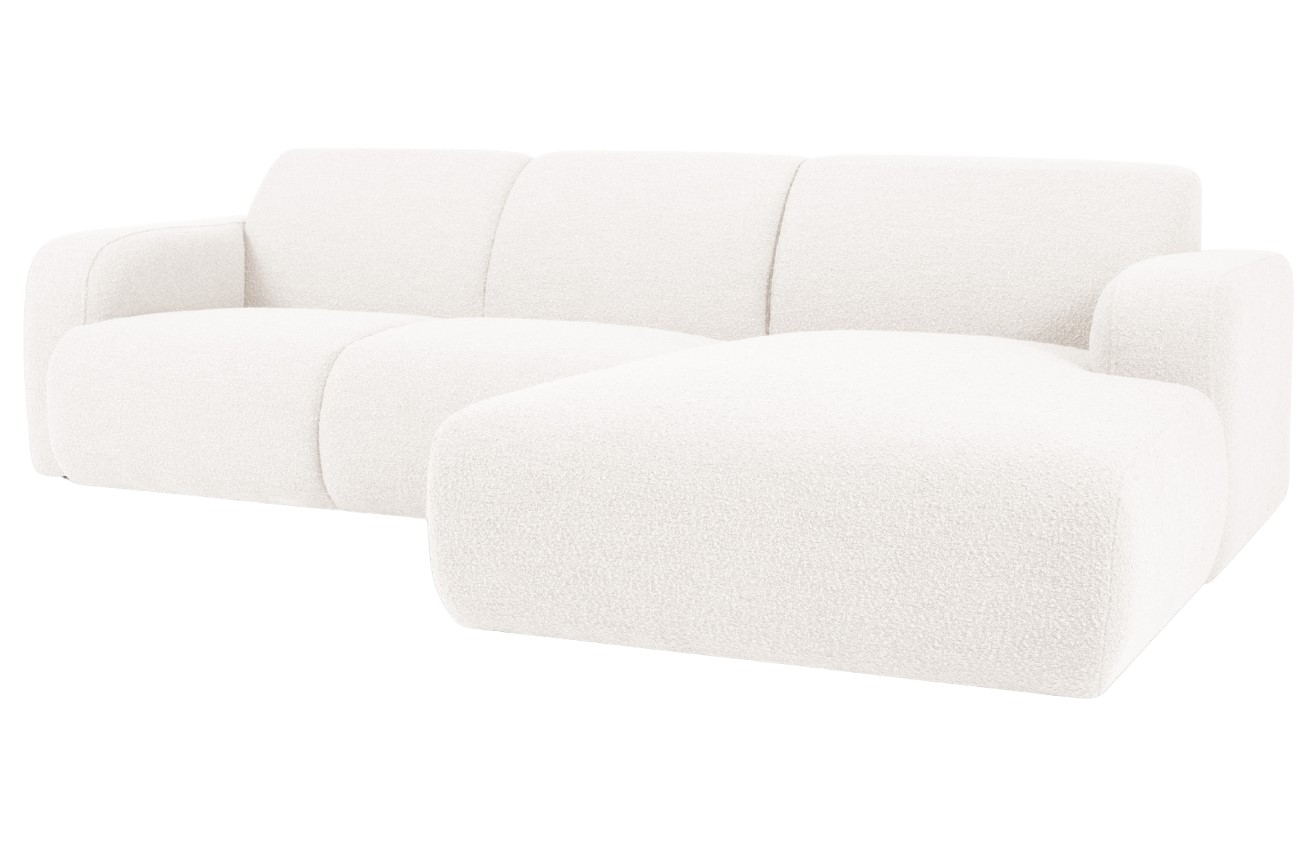 Bílá bouclé rohová pohovka Windsor & Co Lola 250 cm, pravá