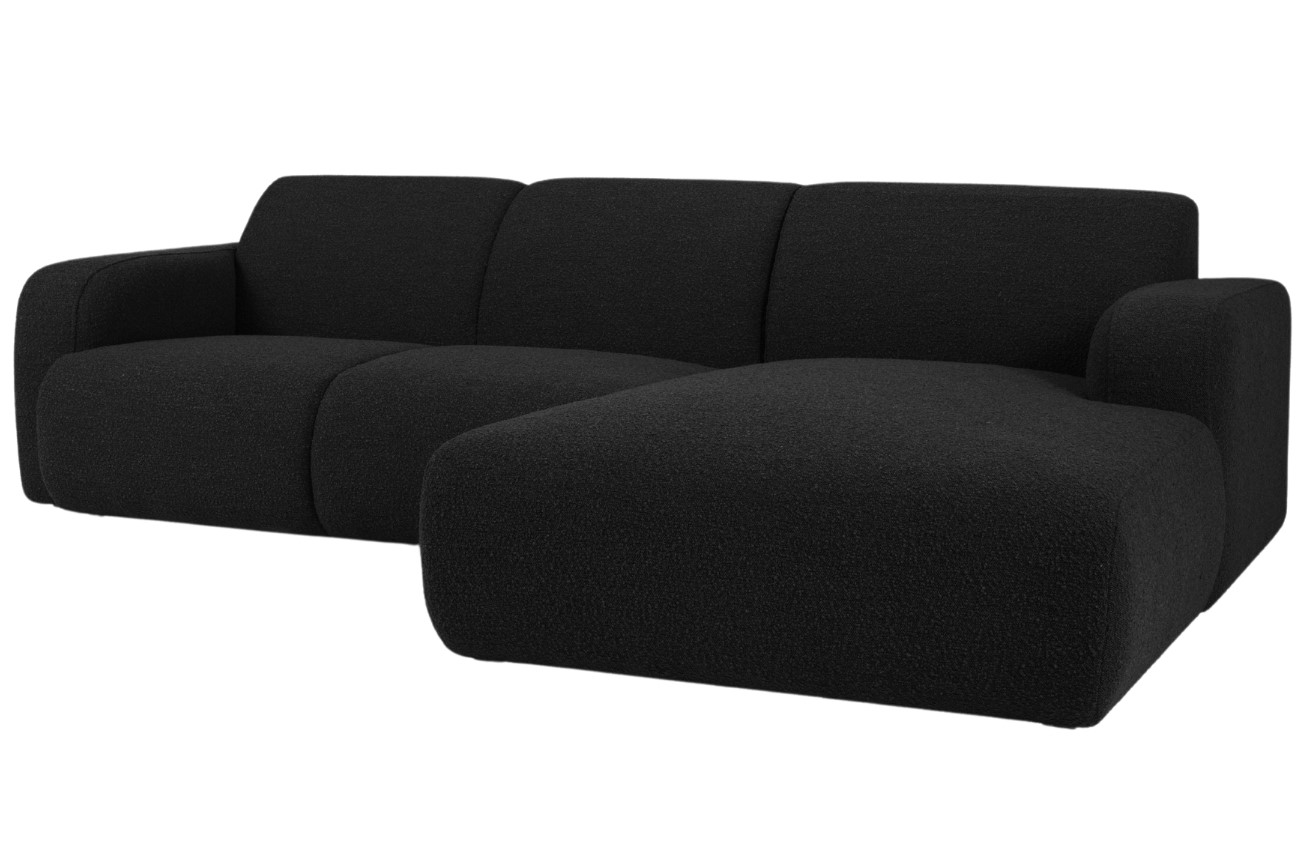 Černá bouclé rohová pohovka Windsor & Co Lola 250 cm, pravá