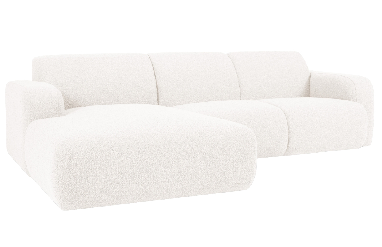 Bílá bouclé rohová pohovka Windsor & Co Lola 250 cm, levá
