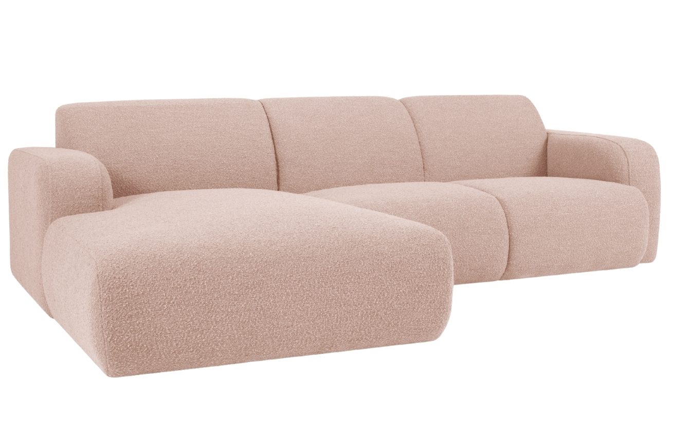 Pudrově růžová bouclé rohová pohovka Windsor & Co Lola 250 cm, levá