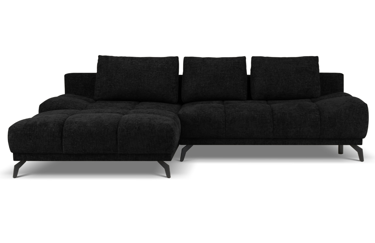 Černá rohová rozkládací pohovka Windsor & Co Cirrus 290 cm, levá