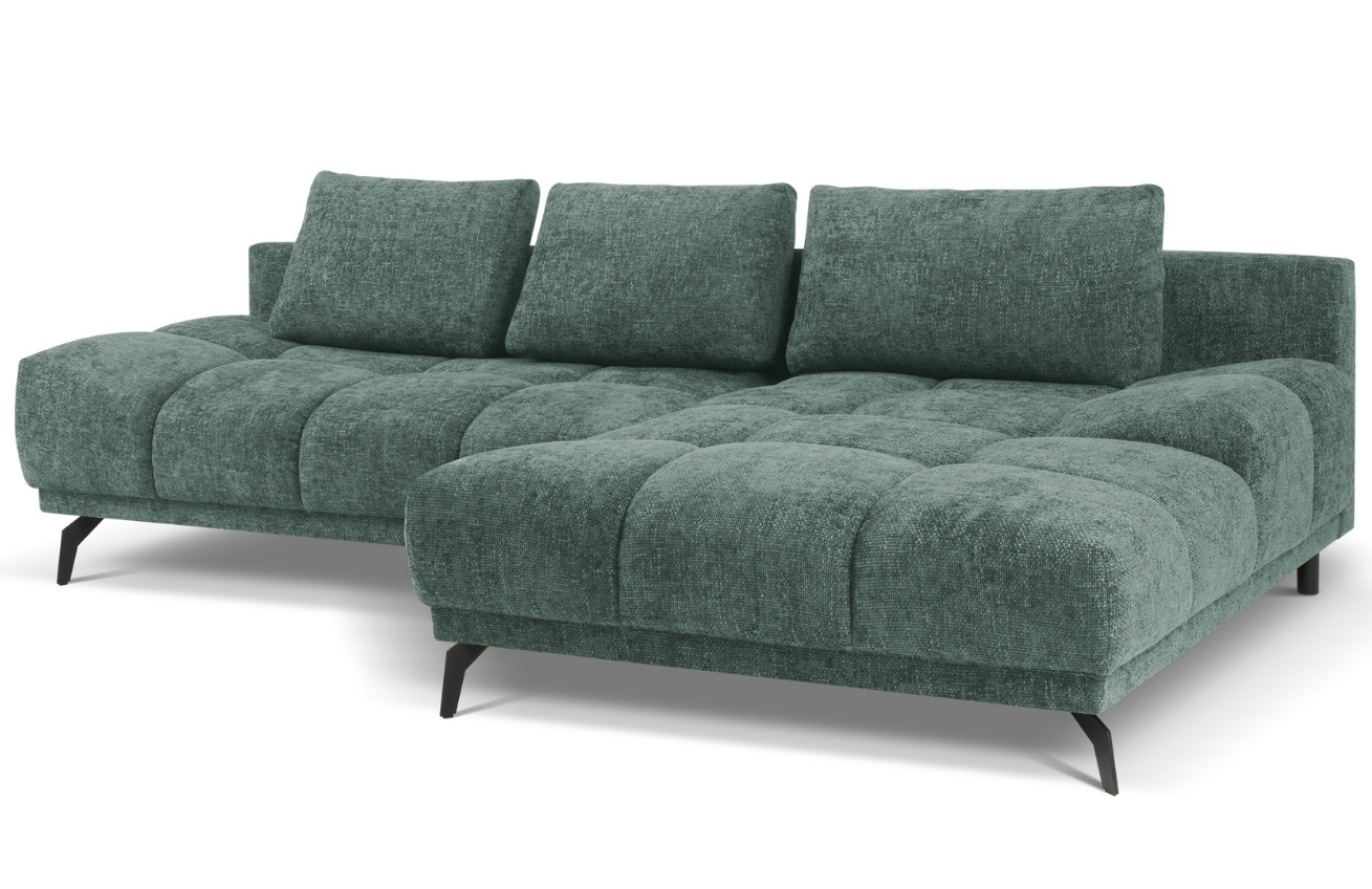 Zelená rohová rozkládací pohovka Windsor & Co Cirrus 290 cm, pravá