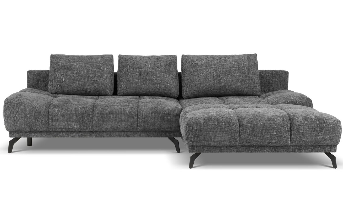 Tmavě šedá rohová rozkládací pohovka Windsor & Co Cirrus 290 cm, pravá