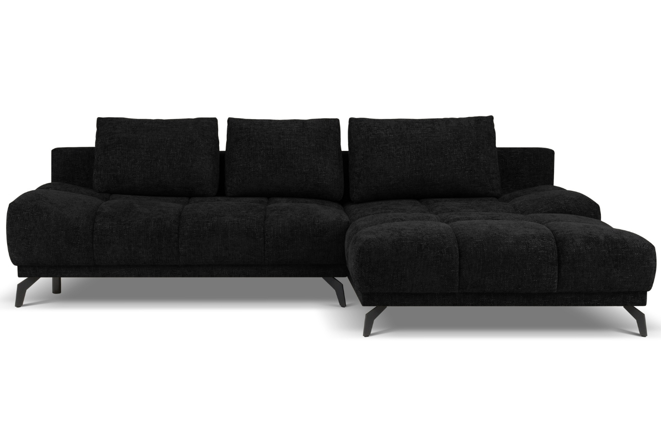 Černá rohová rozkládací pohovka Windsor & Co Cirrus 290 cm, pravá