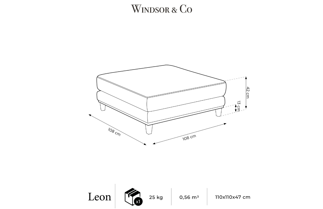 Žlutá manšestrová podnožka Windsor & Co Leon 108 x 108 cm