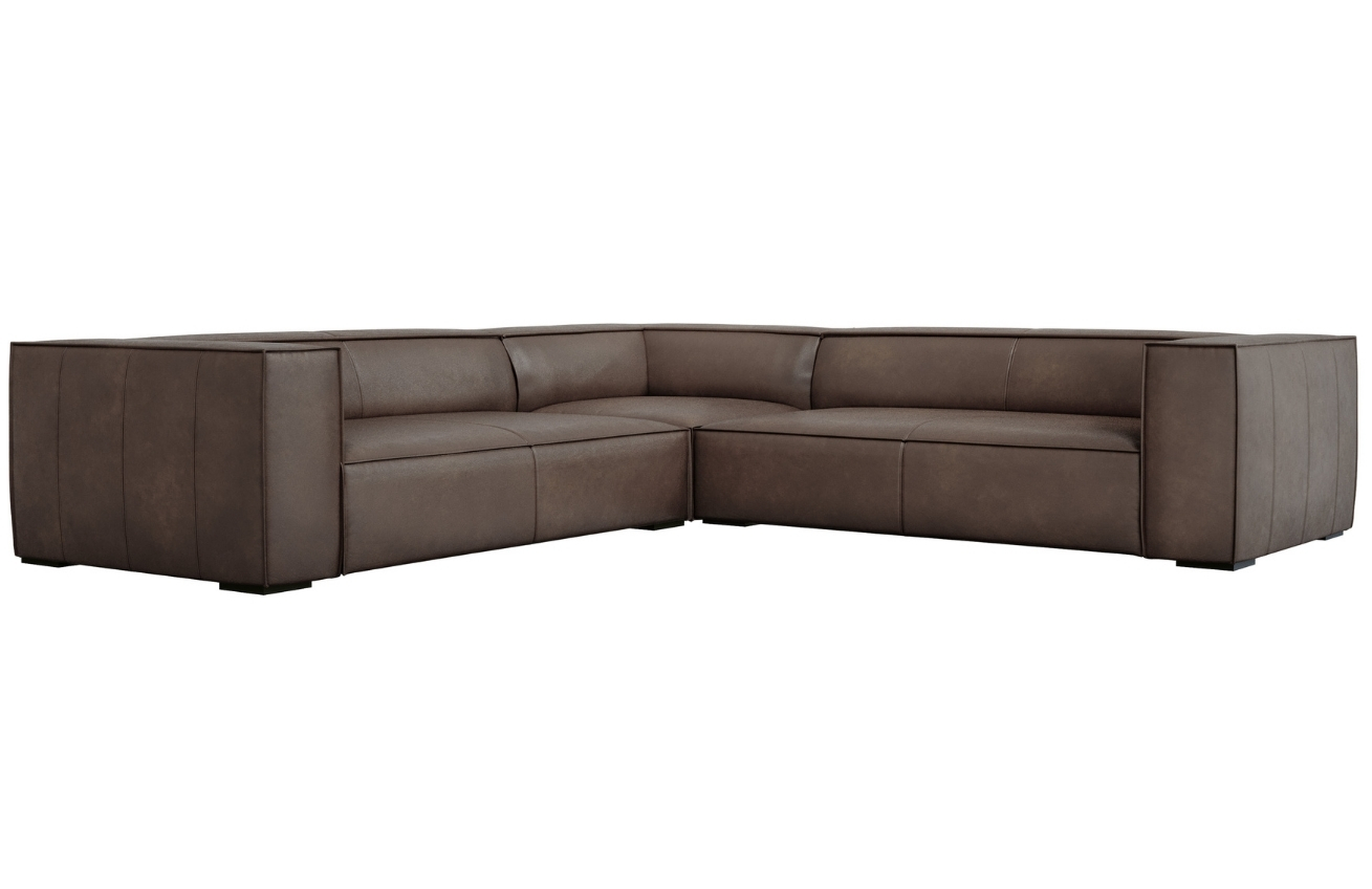 Hnědá kožená rohová pohovka Windsor & Co Madame 280 cm, levá/pravá