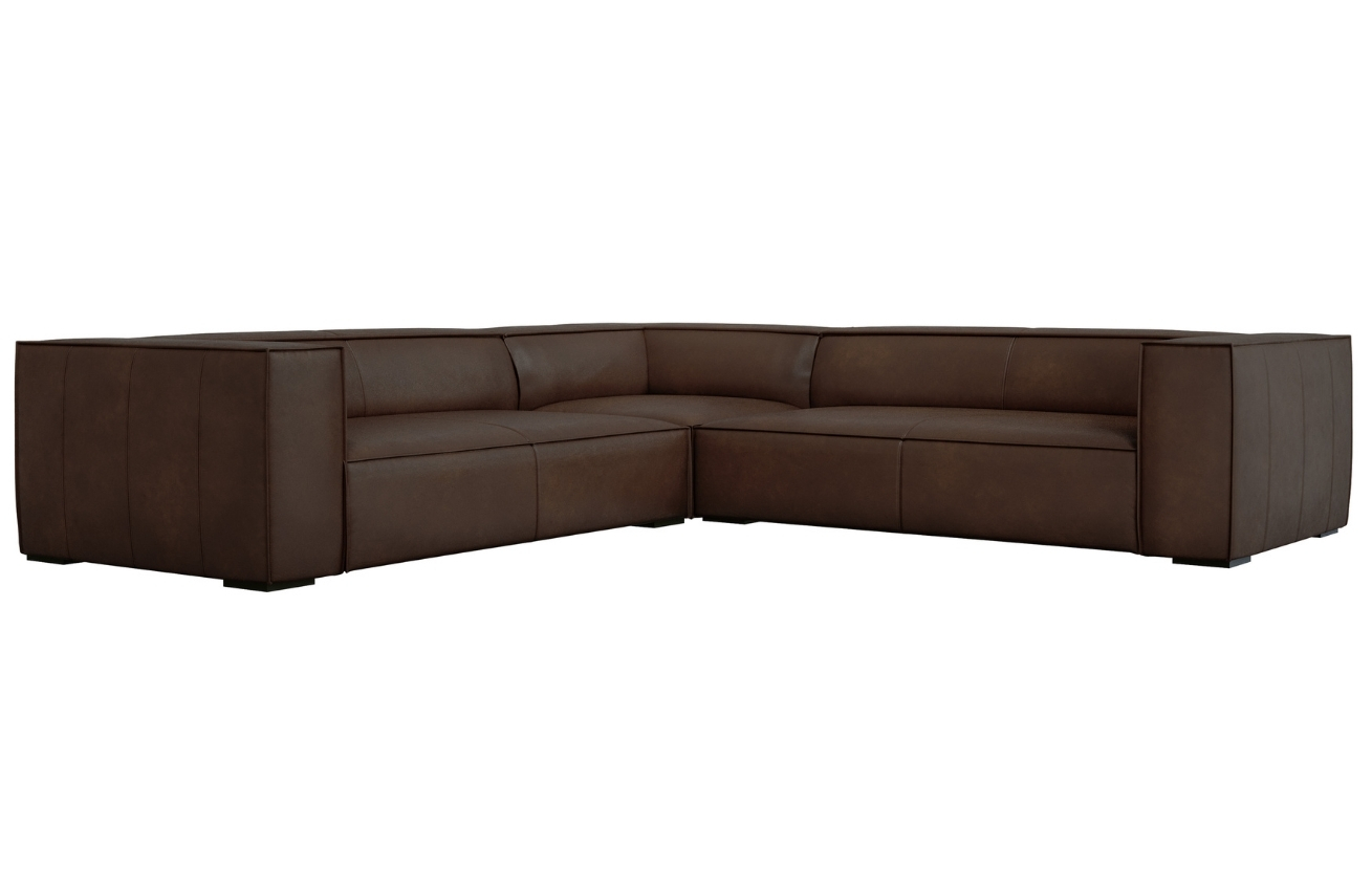 Tmavě hnědá kožená rohová pohovka Windsor & Co Madame 280 cm, levá/pravá