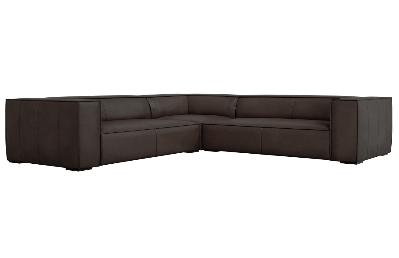 Grafitově šedá kožená rohová pohovka Windsor & Co Madame 280 cm, levá/pravá