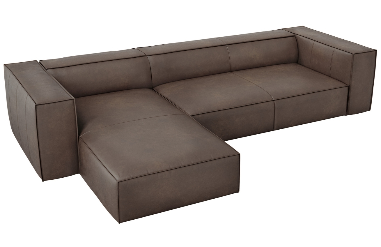 Hnědá kožená rohová pohovka Windsor & Co Madame 290 cm, levá