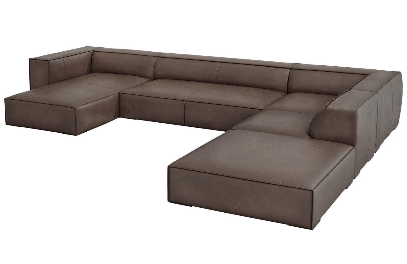 Hnědá kožená rohová pohovka do "U" Windsor & Co Madame 365 cm, pravá