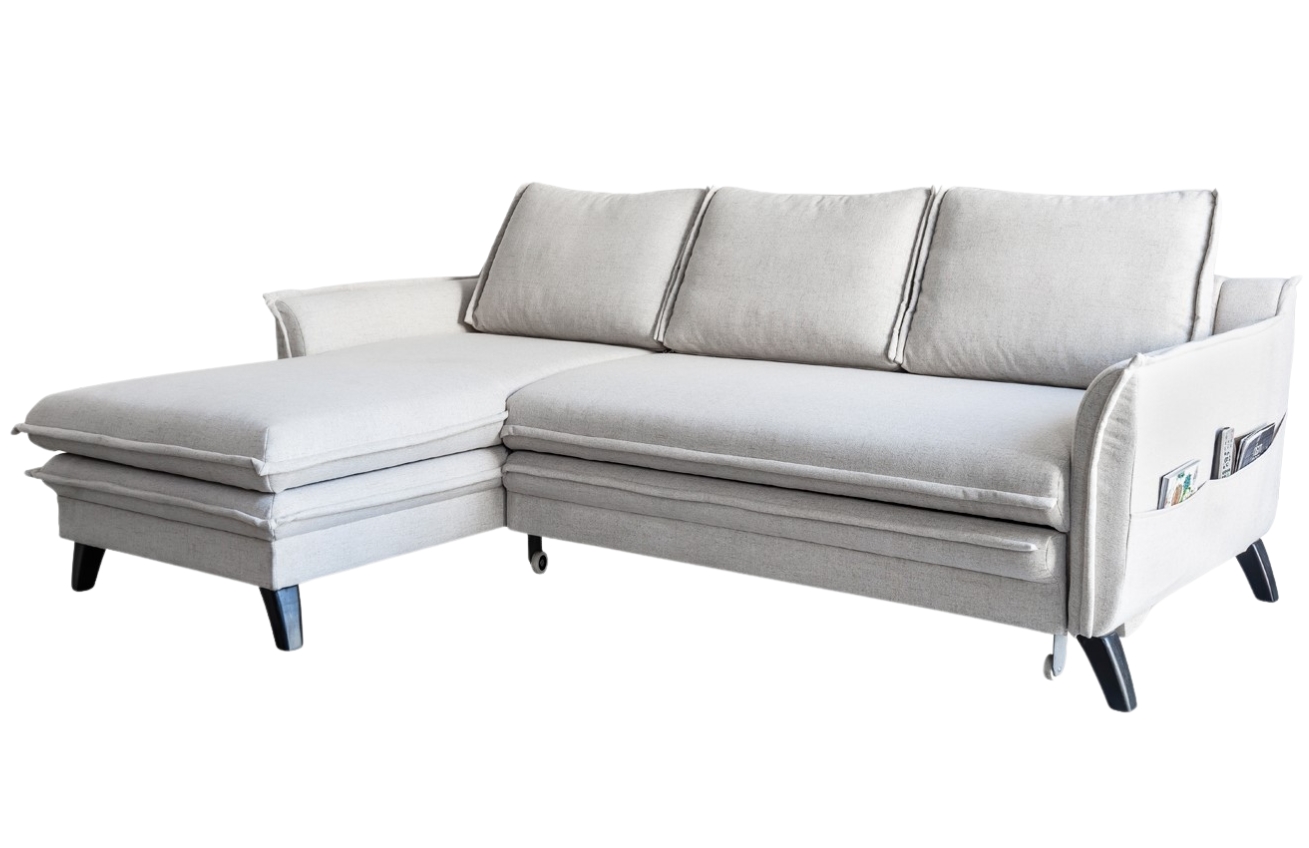Béžová čalouněná rohová rozkládací pohovka Miuform Charming Charlie 228 cm, levá