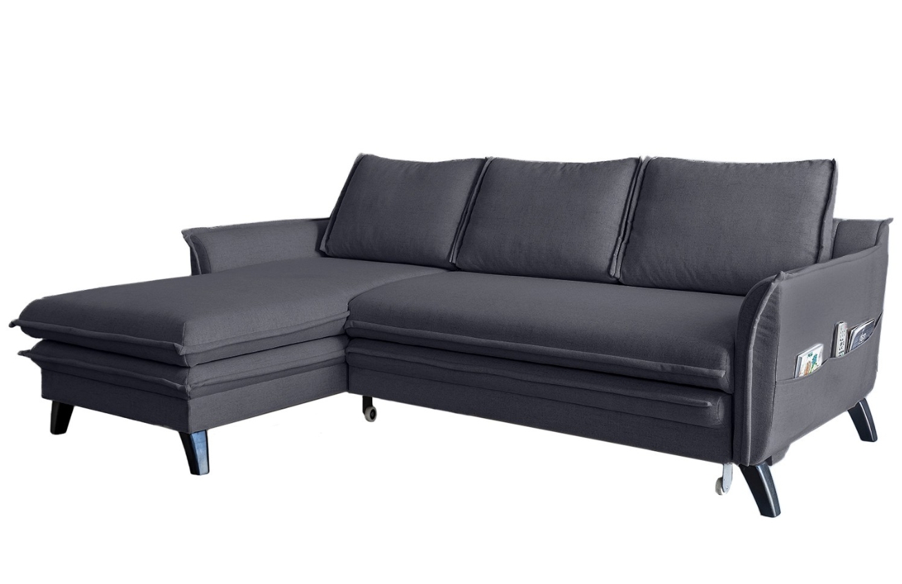 Antracitově šedá čalouněná rohová rozkládací pohovka Miuform Charming Charlie 228 cm, levá