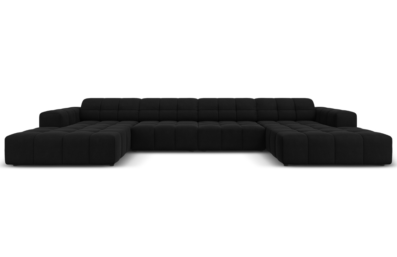 Černá sametová rohová pohovka do "U" Cosmopolitan Design Chicago 364 cm