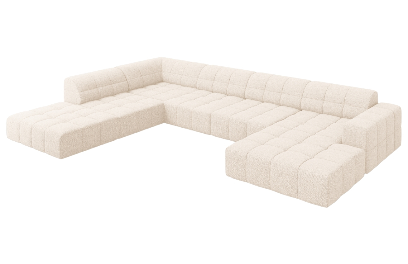 Světle béžová čalouněná rohová pohovka do "U" Cosmopolitan Design Chicago 364 cm, levá