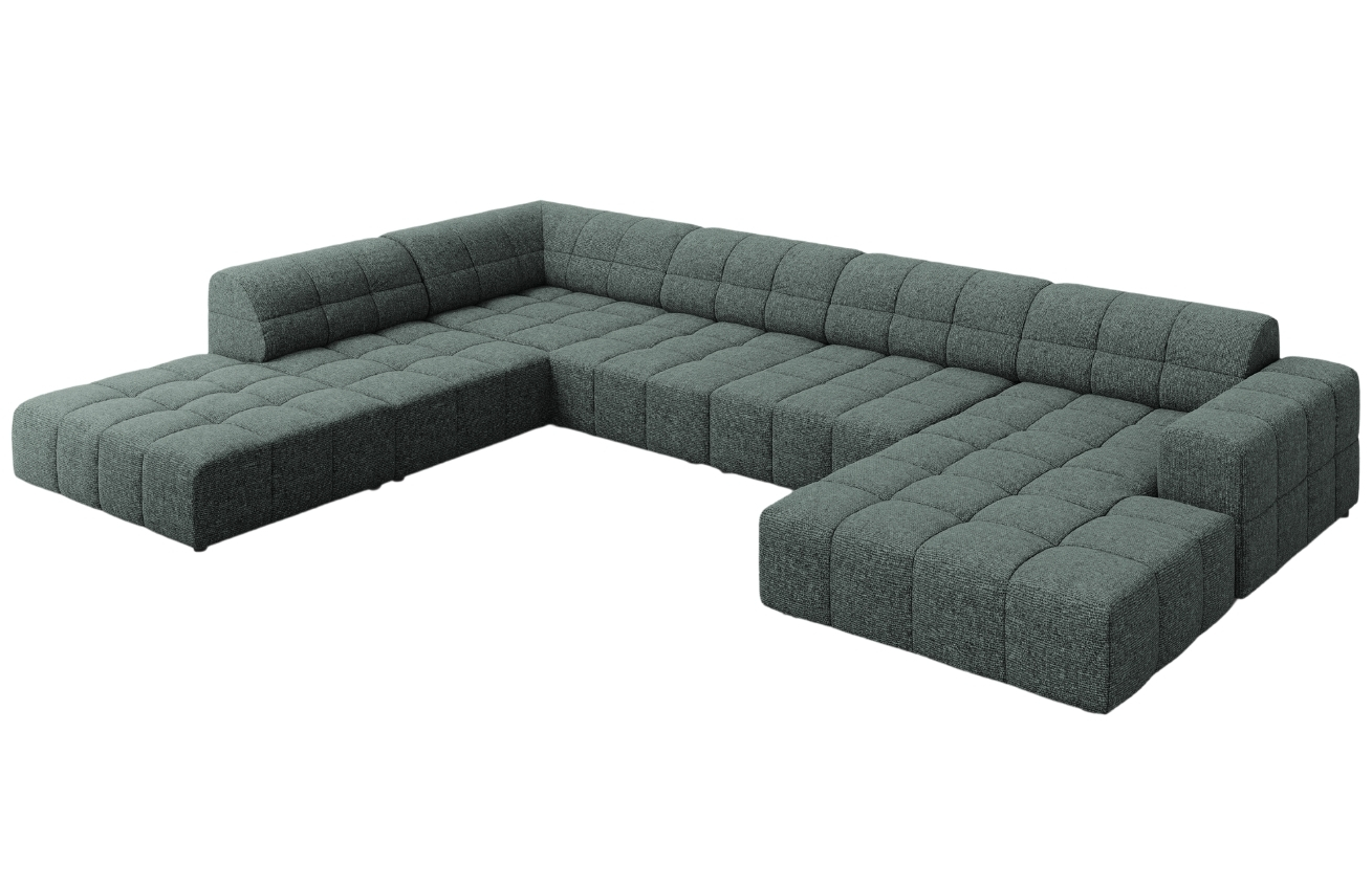Petrolejová čalouněná rohová pohovka do "U" Cosmopolitan Design Chicago 364 cm, levá