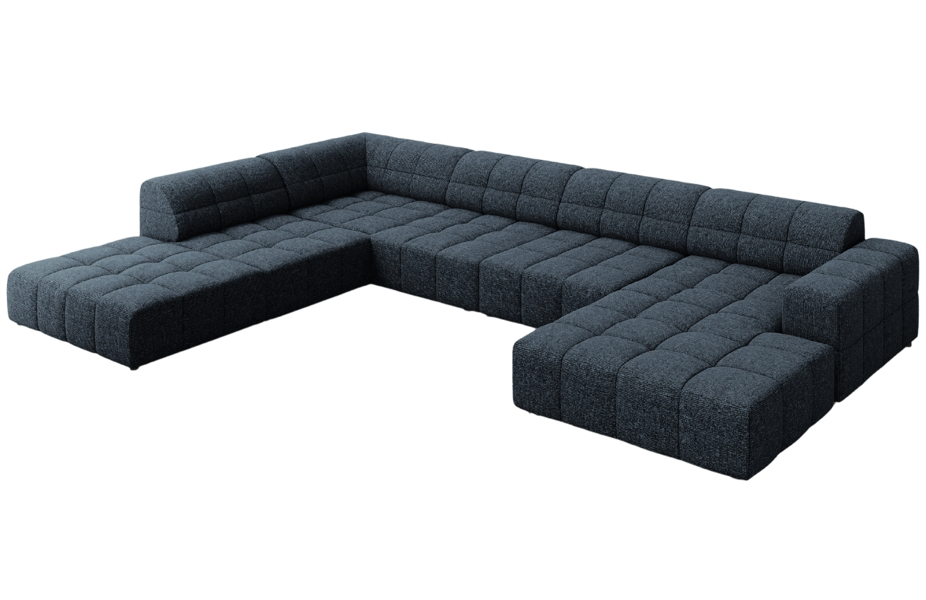 Královsky modrá čalouněná rohová pohovka do "U" Cosmopolitan Design Chicago 364 cm, levá