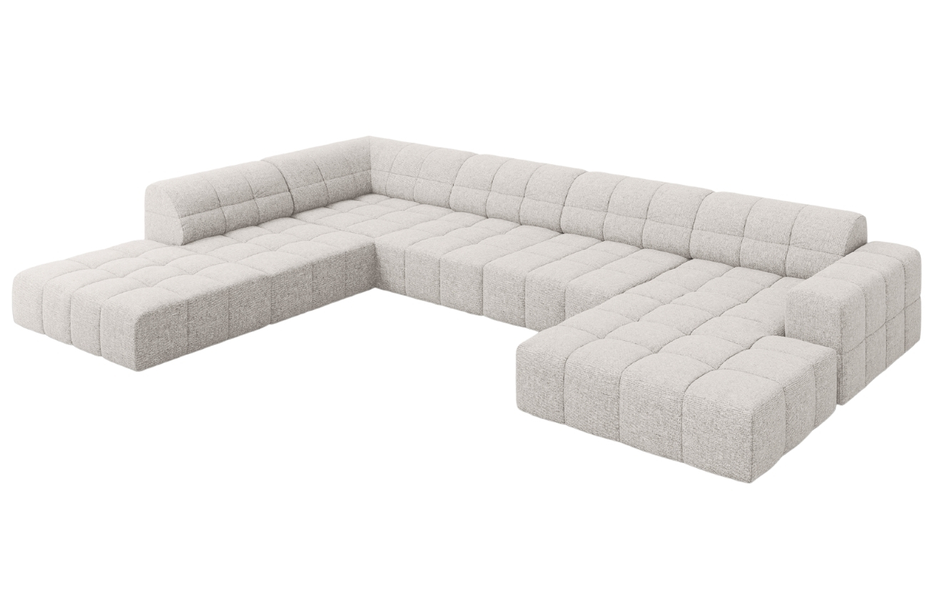Světle šedá čalouněná rohová pohovka do "U" Cosmopolitan Design Chicago 364 cm, levá