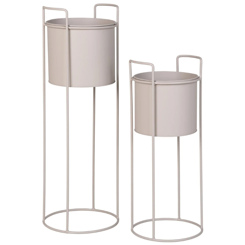 Nordic Living Set dvou béžových kovových květináčů Rabano Ø 18/21,5 cm