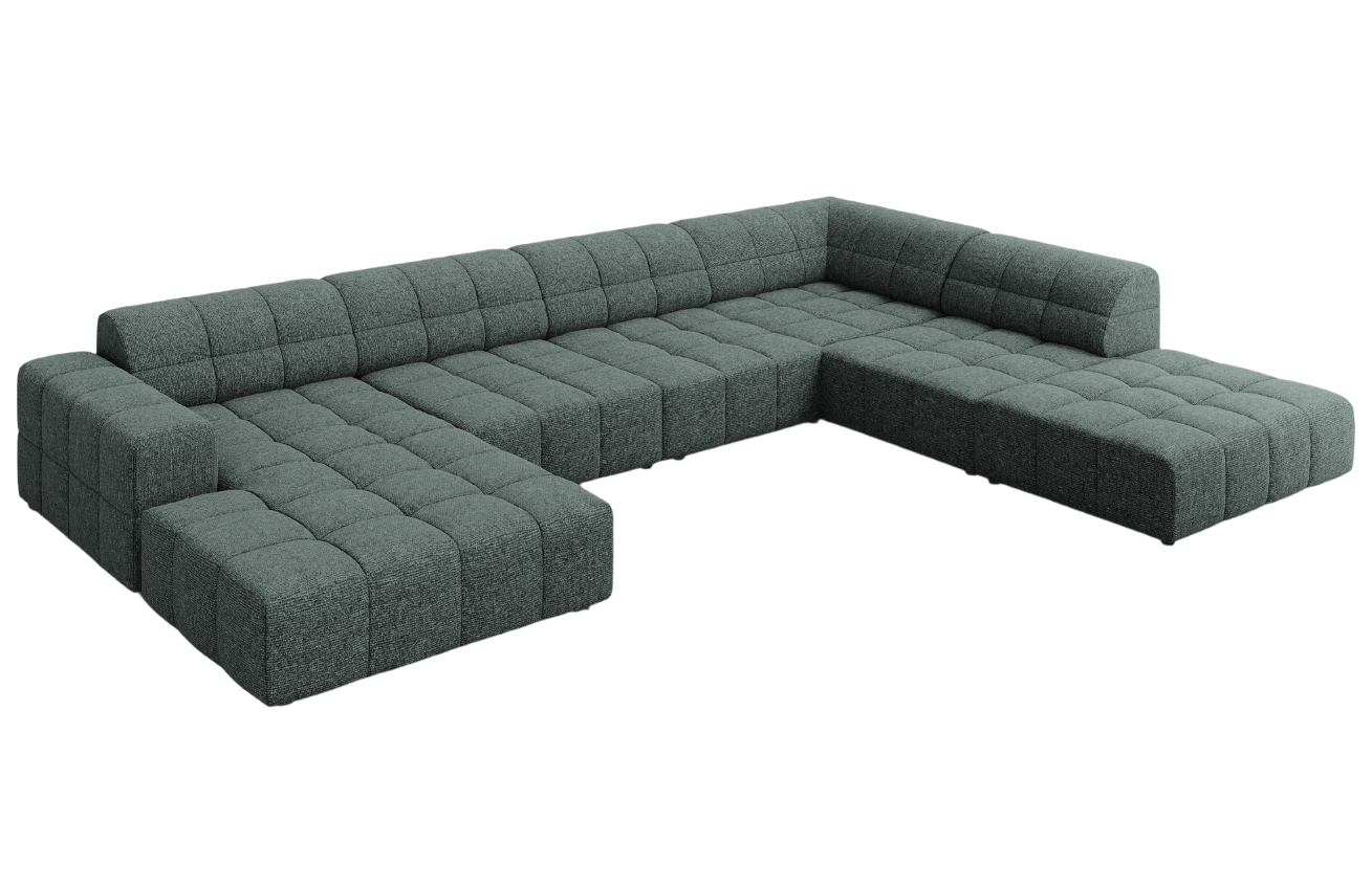 Petrolejová čalouněná rohová pohovka do "U" Cosmopolitan Design Chicago 364 cm, pravá