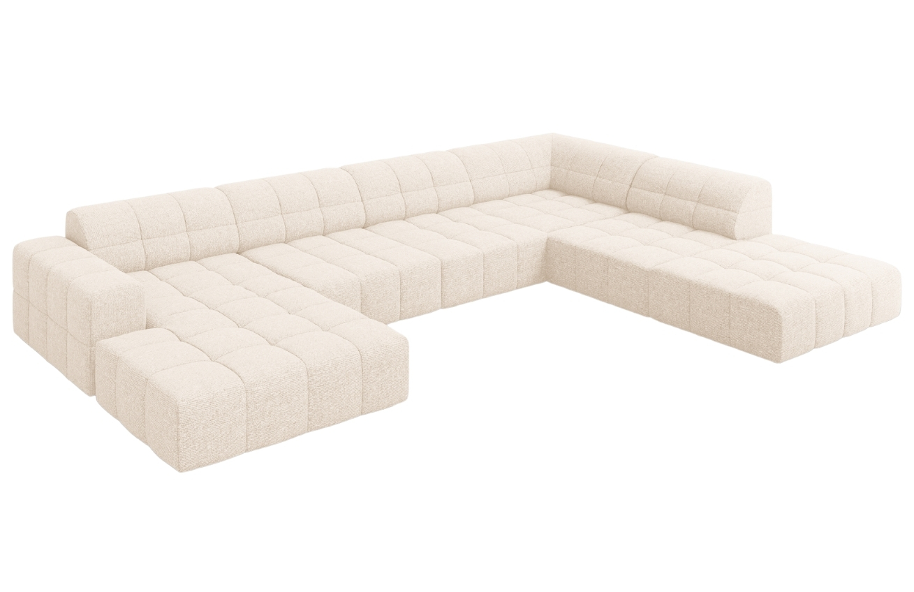 Světle béžová čalouněná rohová pohovka do "U" Cosmopolitan Design Chicago 364 cm, pravá