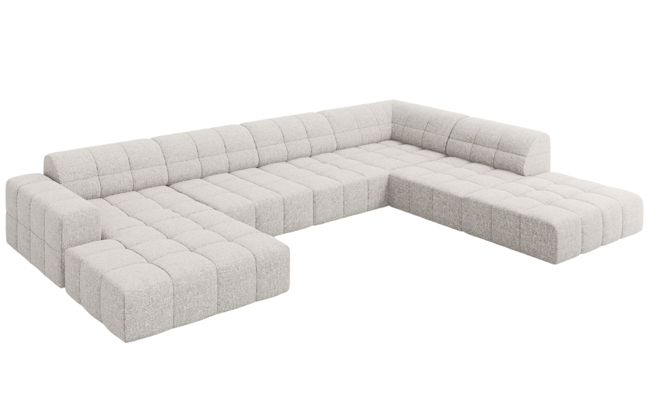 Světle šedá čalouněná rohová pohovka do "U" Cosmopolitan Design Chicago 364 cm, pravá