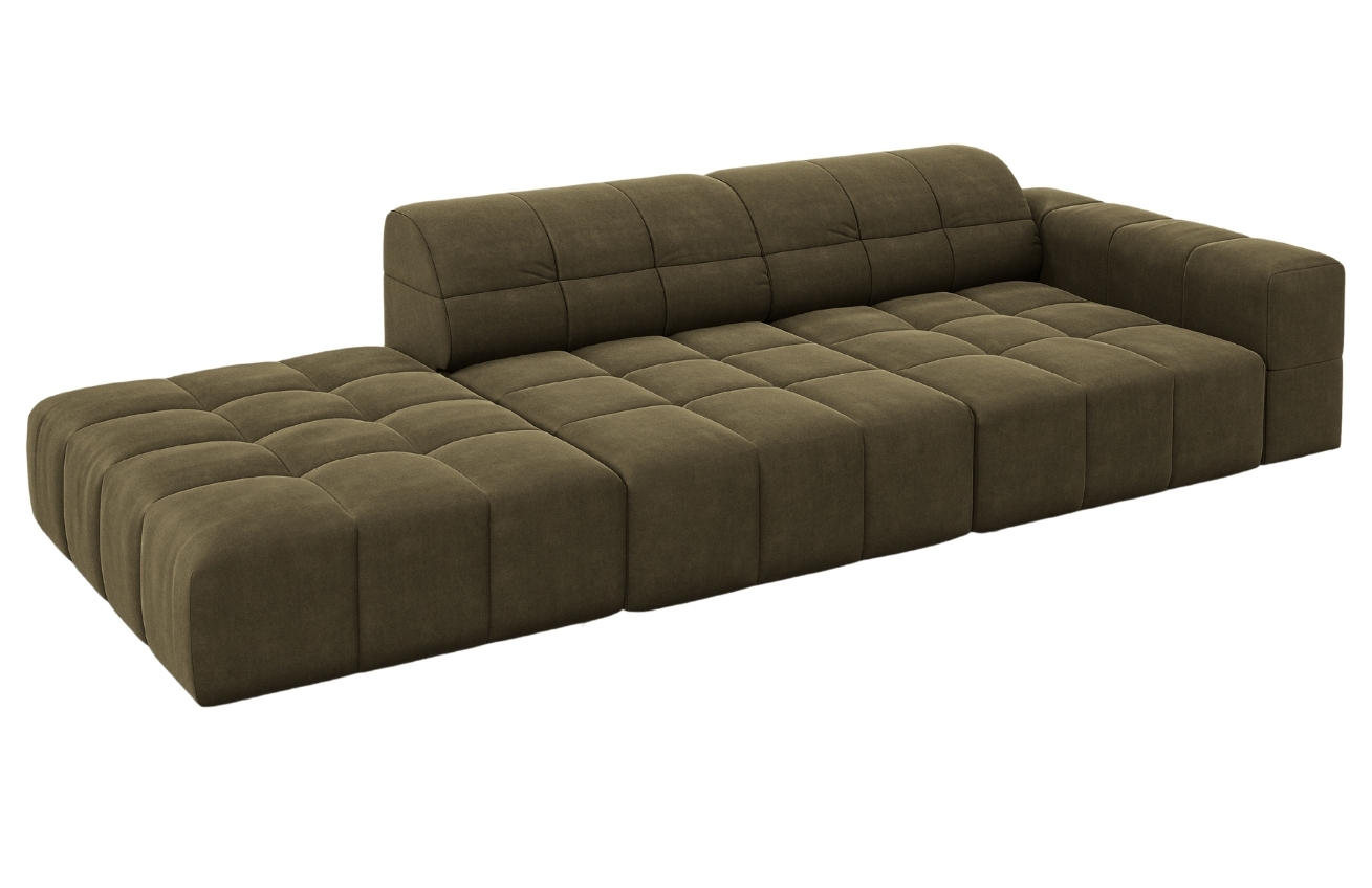 Zelená sametová třímístná pohovka Cosmopolitan Design Chicago 262 cm, levá