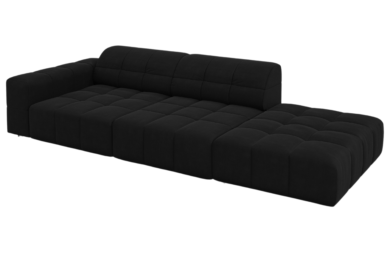 Černá sametová třímístná pohovka Cosmopolitan Design Chicago 262 cm, pravá