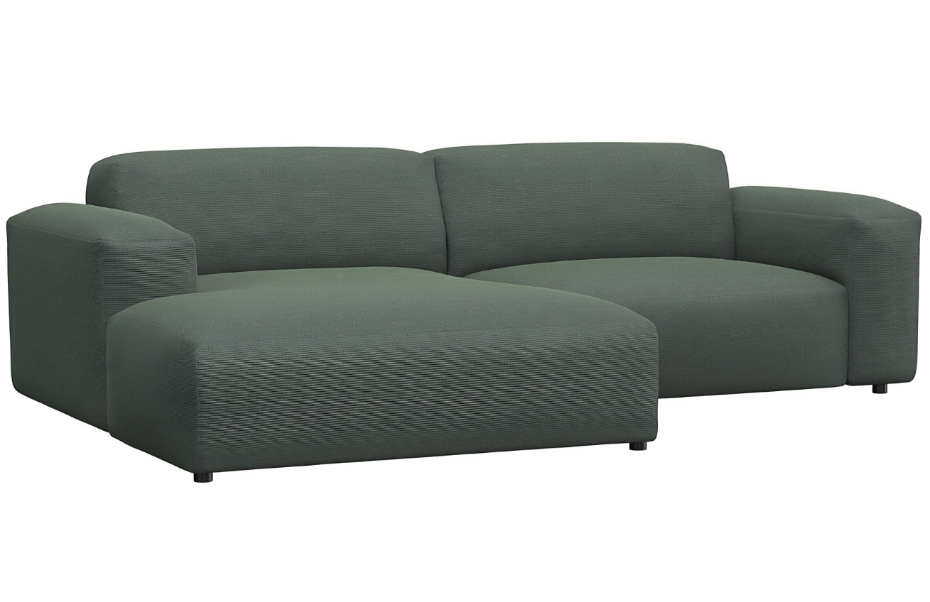 Zelená čalouněná rohová pohovka FLEXLUX LUCERA 252 cm, levá
