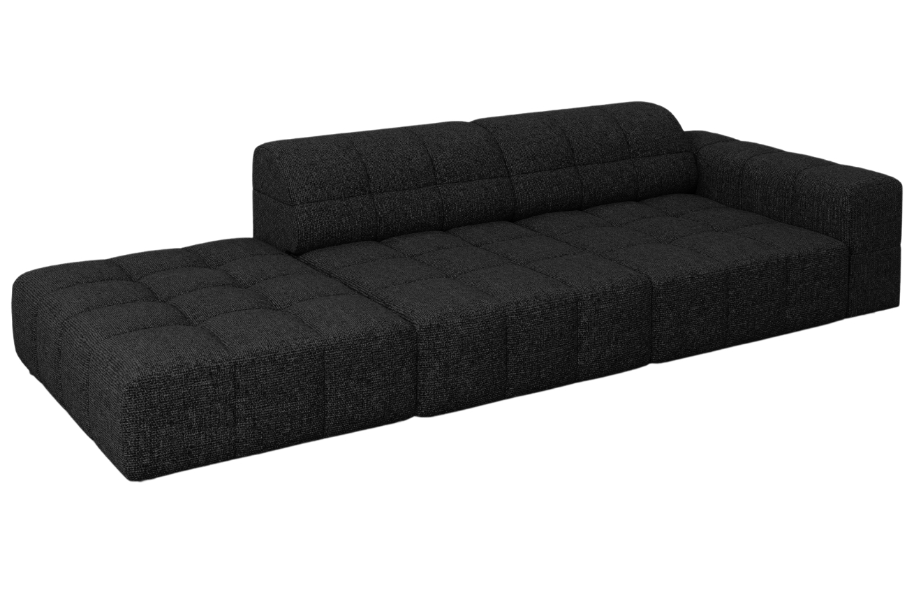 Černá čalouněná třímístná pohovka Cosmopolitan Design Chicago 262 cm, levá