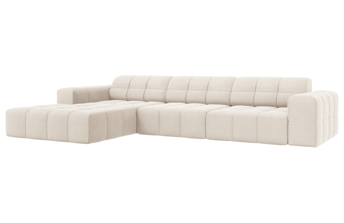 Béžová sametová rohová pohovka Cosmopolitan Design Chicago 284 cm, levá