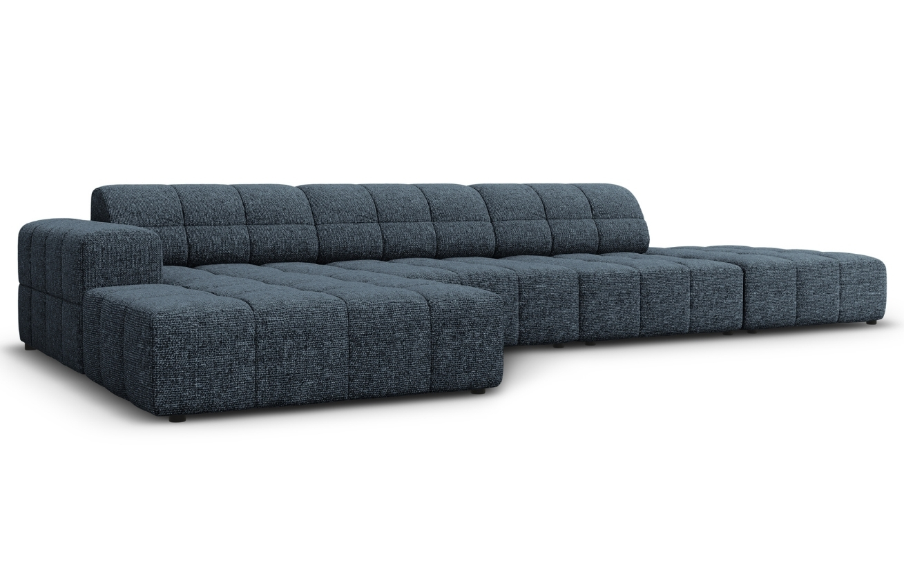 Královsky modrá čalouněná rohová pohovka Cosmopolitan Design Chicago 341 cm, levá