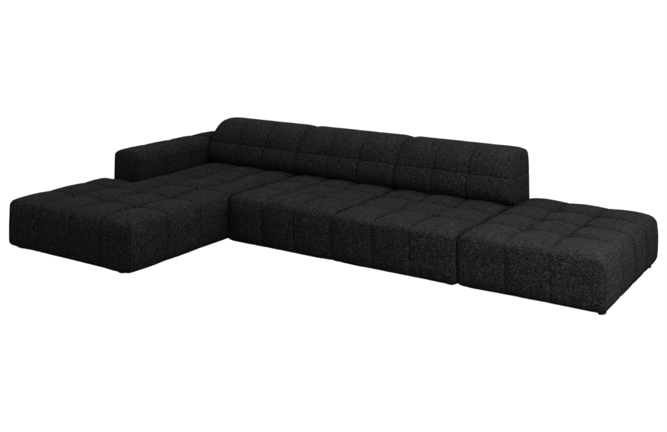 Černá čalouněná rohová pohovka Cosmopolitan Design Chicago 341 cm, levá
