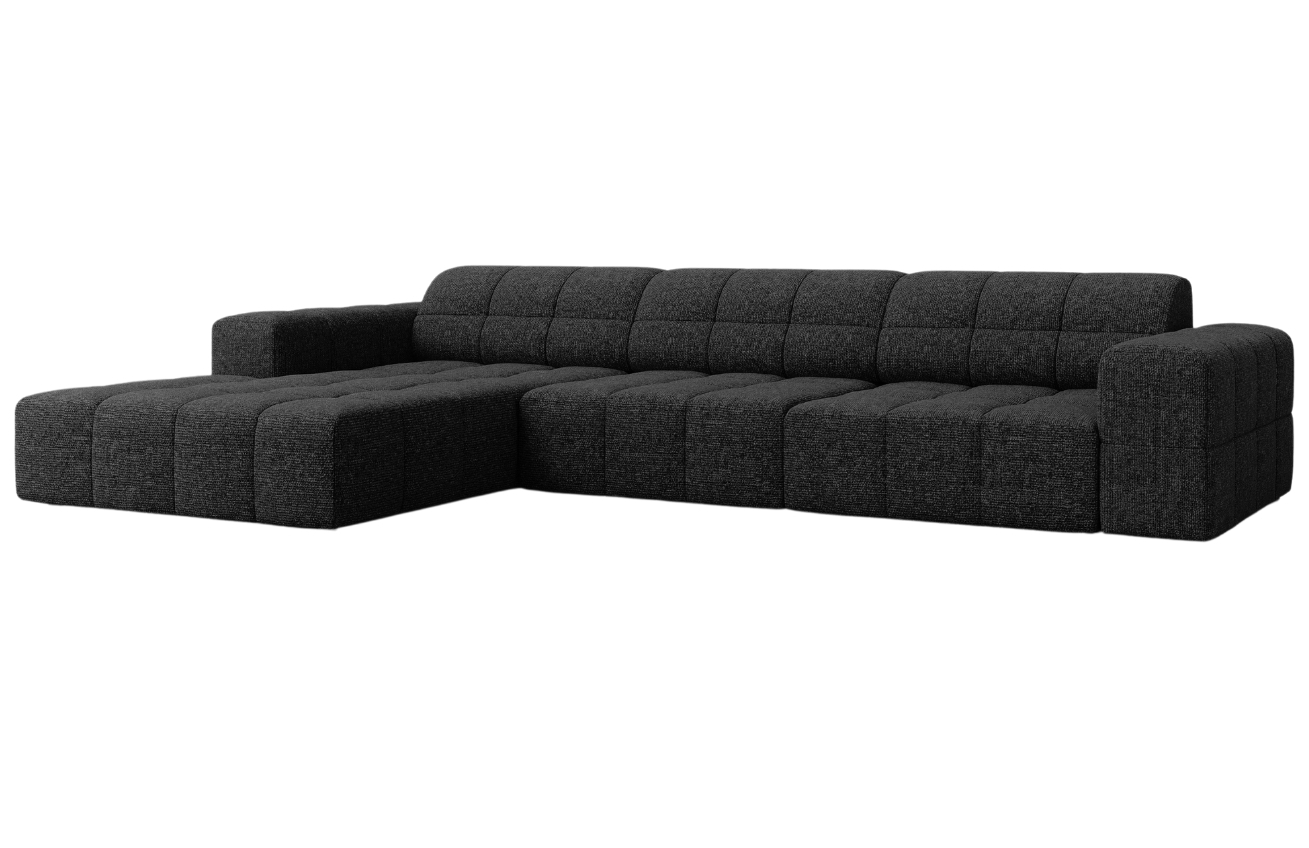 Černá čalouněná rohová pohovka Cosmopolitan Design Chicago 284 cm, levá