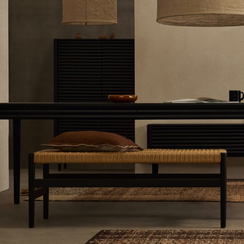 Černá dubová lavice Kave Home Zaide 120 cm