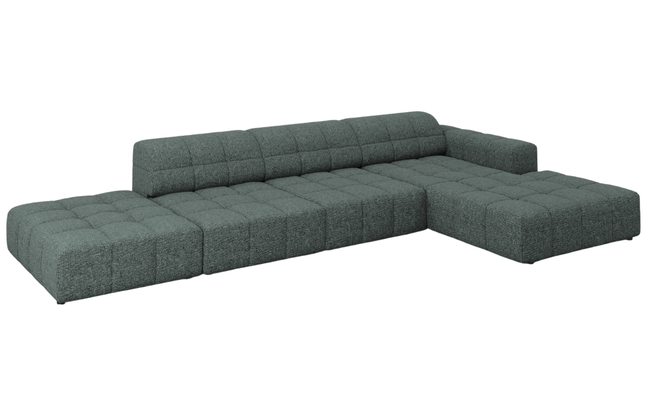 Petrolejová čalouněná rohová pohovka Cosmopolitan Design Chicago 341 cm, pravá