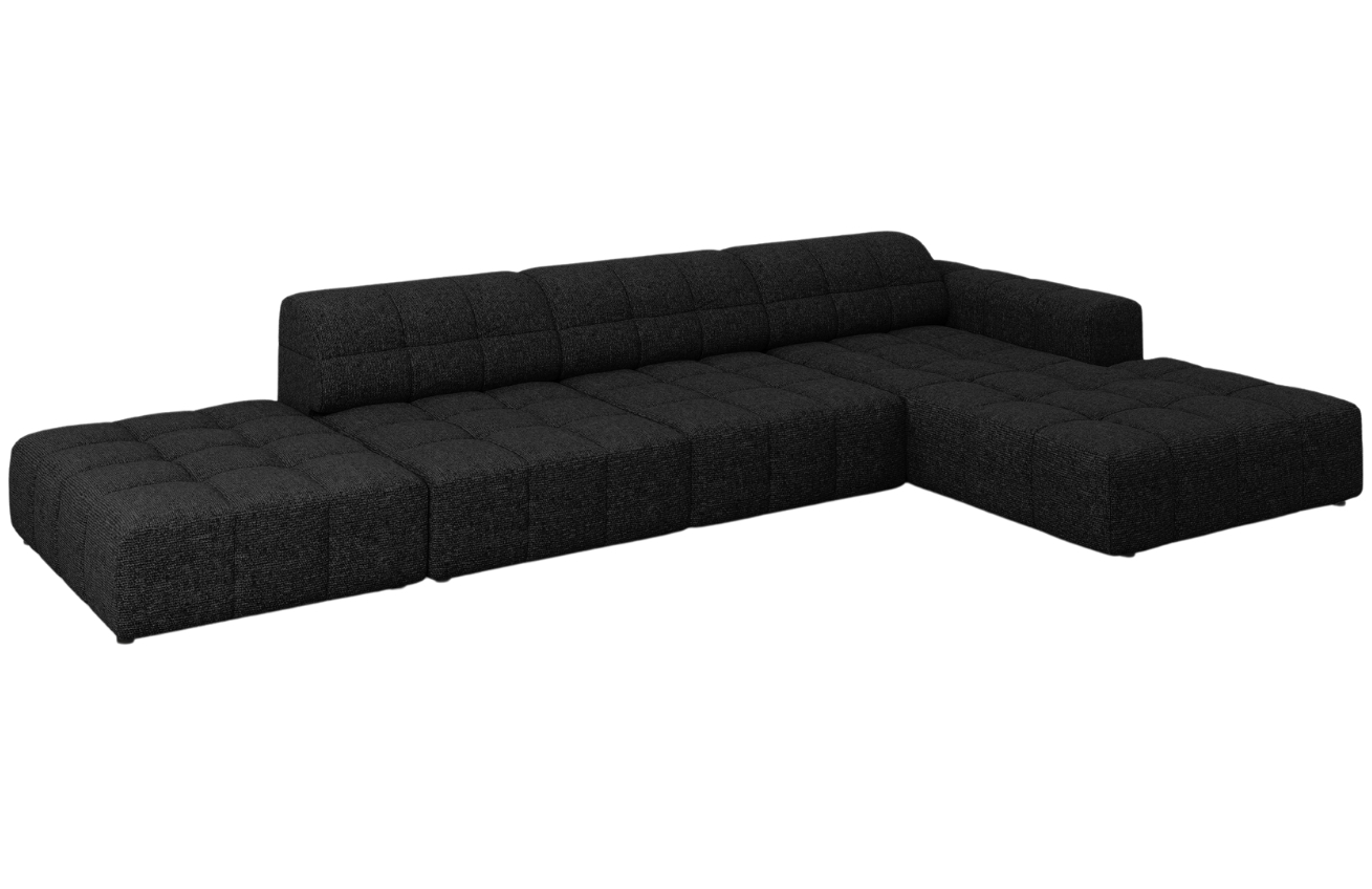 Černá čalouněná rohová pohovka Cosmopolitan Design Chicago 341 cm, pravá
