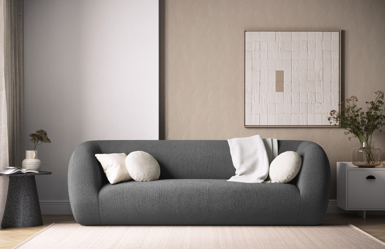 Šedá bouclé třímístná pohovka Cosmopolitan Design Essen 230 cm